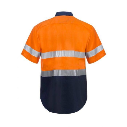 Picture of WorkCraft, Hi Vis Two Tone Short Sleeve Cotton Drill Shirt W CSR Reflective Tape